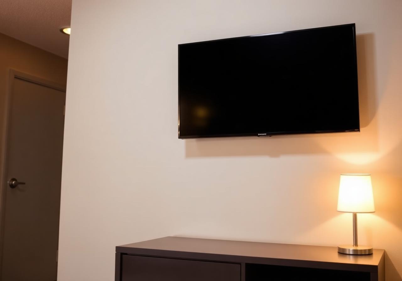 Connection — Free reliable WiFi. Shaw cable on a new TV.